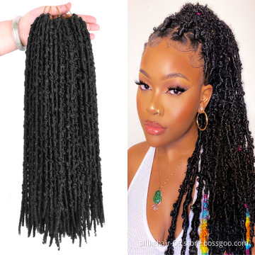 Faux Locs Crochet Braids Hair Black Messy Soft Butterfly locs 16inch  Distressed Butterfly Locs Crochet Hair Butterfly Bob